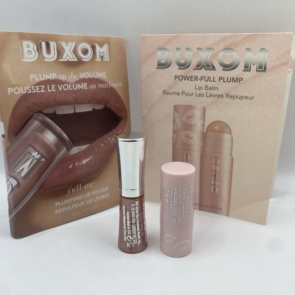 Buxom Power-Full Plump Lip Balm Big O & Celeste Plumping Lip Polish 2pc Mini Set